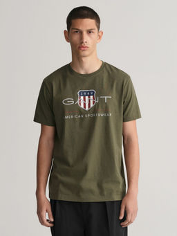 GANT - Men Green Printed Round Neck Short Sleeves T-Shirt
