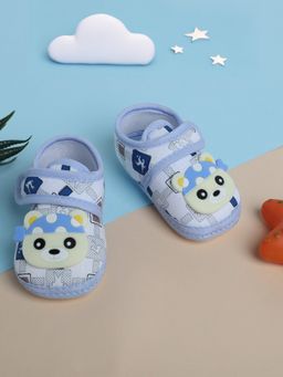 Baby Moo - Blue Cute Panda Velcro Strap Anti-Skid Fabric Booties