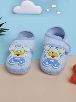 Baby Moo - Blue Dog Velcro Strap Anti-Skid Fabric Booties