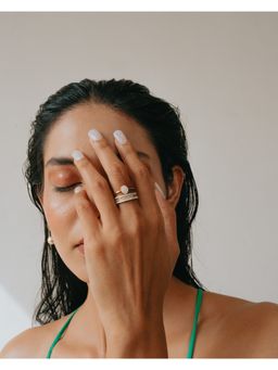 Perfectly Average - Enamel Studded Stackable Ring | 18K Gold Plated For Women (6)