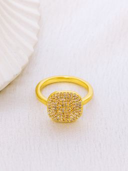 Perfectly Average - Pave Signet Diamond Ring | 18K Gold Plated For Women