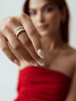 Perfectly Average - CZ Studded 3in1 Ring | 18K Gold Plated Jewellery For Women