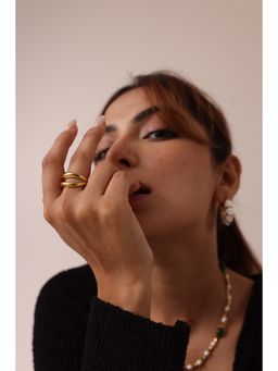 Perfectly Average - Irregular Double Ring | 18K Gold Plated Jewellery For Women