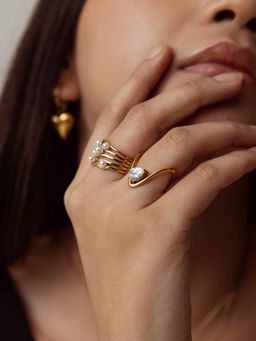 Perfectly Average - Double Row Gradient Ring | 18K Gold Plated Women Jewellery