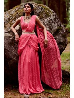 Paulmi & Harsh - Palette Pink Pre Draped Saree with Stitched Blouse
