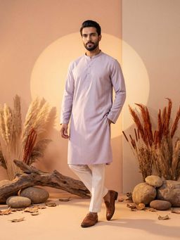 ETHNIC BAY - Mens Lavender Silk Blend Kurta with Trouser (Mkset2219)