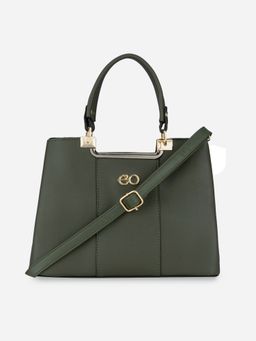 E2O - Classy Solid Green Satchel Handbag for Women's