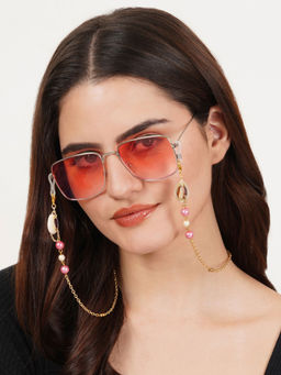 BeAbhika - Pink Beads with Shells Spectacles - Air Pods Chain.