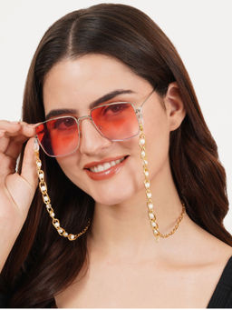 BeAbhika - White Pearls with Golden Links Spectacles - Air Pods Chain