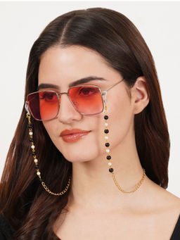 BeAbhika - Black & White Beads Monochrome Spectacles - Air Pods Chain