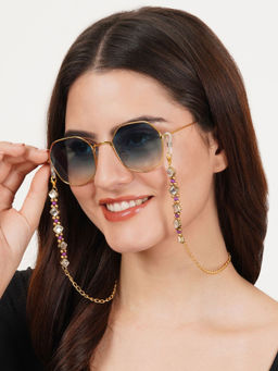 BeAbhika - Kundan & Purple Beads Spectacles - Air Pods Chain