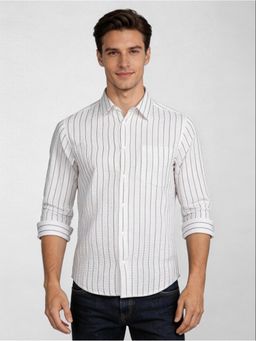 R&B - Cream Stripes Men Full Sleeves Shirt