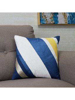 HomeTown - Milan Embroidered Cushion Cover 40 x 40 Cm in Blue Colour