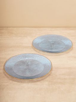 Pure Home + Living - Set of 2 Blue Radial Glass Charger Plates