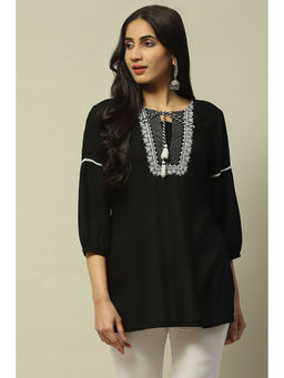 Rangriti - Black Rayon Straight Top
