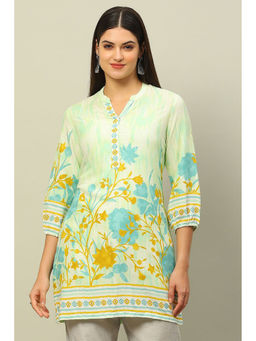 Rangriti - Green Rayon Printed Straight Top