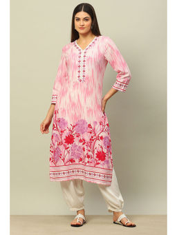 Rangriti - Pink Rayon Printed Straight Kurta