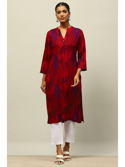 Rangriti - Pink Rayon Printed Straight Kurta