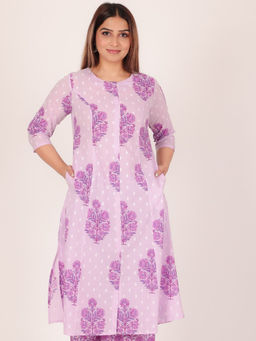 ARAMYA - Soft Cotton A-Line Floral Print Kurta