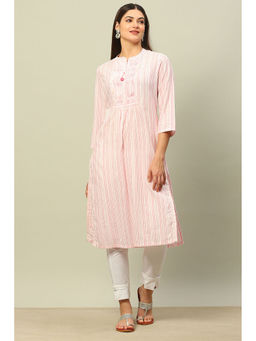 Rangriti - Pink Cotton Yarn Dyed Straight Kurta