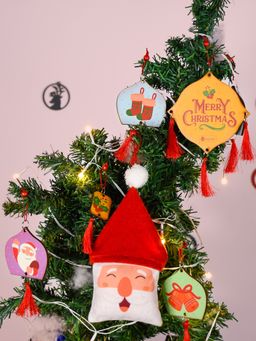 Indigifts - Christmas Decoration for Home Merry Christmas Hanging and Revesible Santa Soft Toy (Set Of 10)