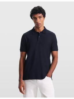 Arrow Sports - Mens Navy Blue Solid Regular Fit Polo T-Shirt