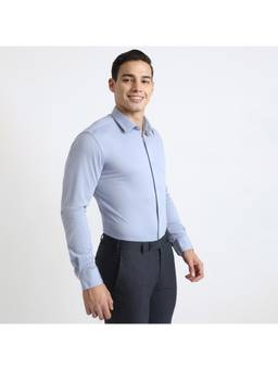 Park Avenue - Mens Medium Blue Slim Fit Solid Shirt