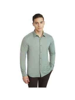 Park Avenue - Mens Green Slim Fit Solid Shirt
