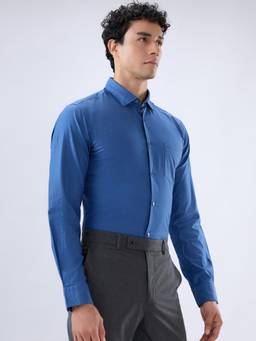 Park Avenue - Mens Blue Slim Fit Solid Shirt