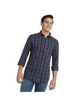 Park Avenue - Mens Blue Slim Fit Checks Shirt