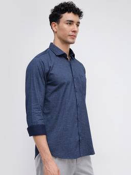 Park Avenue - Mens Slim Fit Printed Navy Blue Shirt