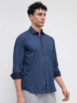 Park Avenue - Mens Slim Fit Printed Blue Shirt