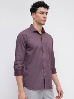 Park Avenue - Mens Slim Fit Printed Dark Maroon Shirt