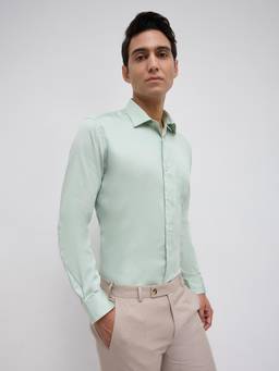 Park Avenue - Mens Light Green Regular Fit Solid Shirt