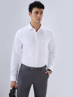 Park Avenue - Mens Slim Fit Solid White Shirt