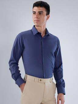 Park Avenue - Mens Slim Fit Solid Navy Blue Shirt