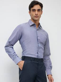 Park Avenue - Mens Slim Fit Self Design Dark Blue Shirt
