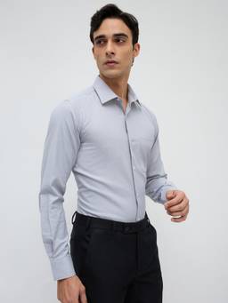Park Avenue - Mens Slim Fit Self Design Medium Grey Shirt
