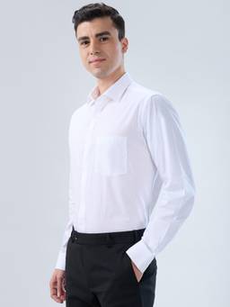 Park Avenue - Mens Regular Fit Self Design White Shirt