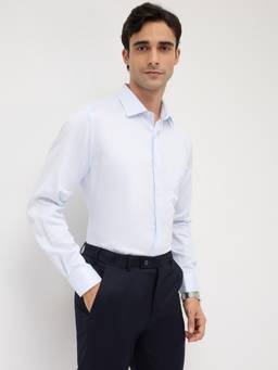 Park Avenue - Mens Regular Fit Printed Light Blue Shirt