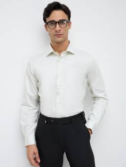 Park Avenue - Mens Regular Fit Printed Light Green Shirt