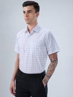 Park Avenue - Mens Regular Fit Checks Medium Grey Shirt