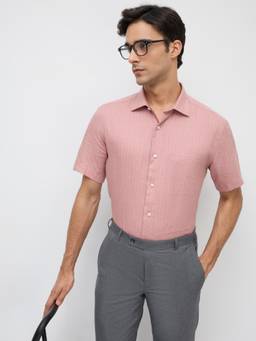 Park Avenue - Mens Pink Regular Fit Stripes Shirt