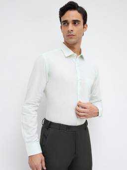 Park Avenue - Mens Slim Fit Woven Design Light Green Shirt
