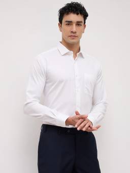 Park Avenue - Mens Slim Fit Solid White Shirt