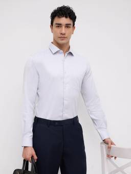 Park Avenue - Mens Slim Fit Self Design Light Blue Shirt