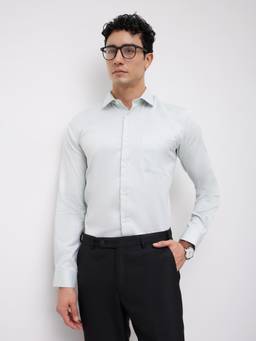 Park Avenue - Mens Slim Fit Self Design Light Blue Shirt