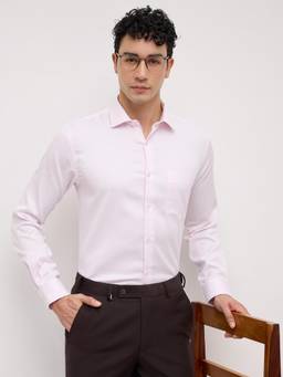 Park Avenue - Mens Slim Fit Self Design Light Pink Shirt