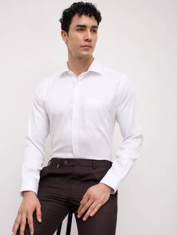 Park Avenue - Mens Slim Fit Self Design White Shirt
