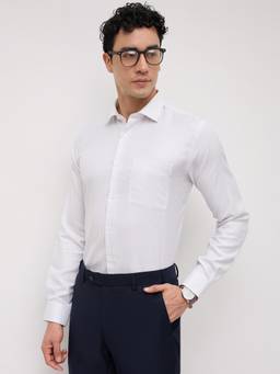 Park Avenue - Mens Slim Fit Stripes Light Grey Shirt